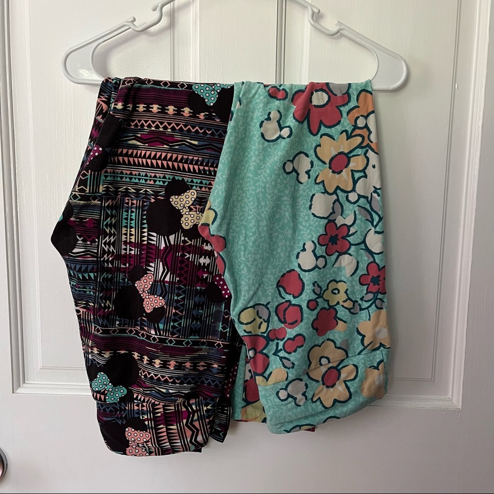 TWO pairs GUC Disney lularoe leggings OS
